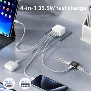 Cargador Rápido de <span class=keywords><strong>40W</strong></span> con 4 Puertos QC3.0 USBA para <span class=keywords><strong>Carga</strong></span> Más Rápida de Teléfonos Celulares, Cargadores Rápidos USB TIPO C PD para <span class=keywords><strong>Huawei</strong></span>/Xiaomi/Samsung - Product Image 5