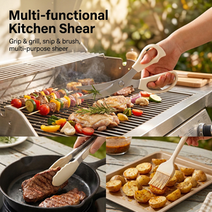 3Pcs Stainless Steel Kitchen Gadgets Set, Silicone <b>Tongs</b> & Basting Brush with Scissors, Baking BBQ Accessories for Camping Home - Product Image 6