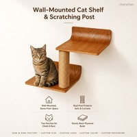 Griffoir et perchoir mural à deux niveaux pour chat, en sisal, avec étagère en bois robuste, pour protéger le canapé, gain de place, pour la maison