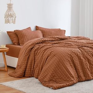 <strong>Lavender</strong> Seersucker King Size Comforter All Season <strong>Bedding</strong> with Printed Pattern Plain Style for Home Use - Product Image 3
