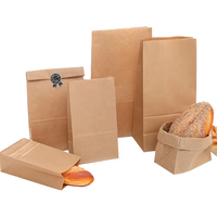 Sac en papier kraft SOS marron/blanc à fond carré personnalisé Sacs d'emballage jetables pour pain français Sac en papier recyclable pour collation et épicerie