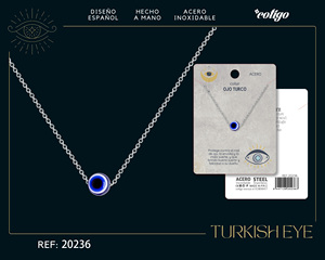 Collana occhio turco in acciaio Color argento con catena a maglie alla moda placcata in oro con zircone di perle diamantate per regalo o festa - Product Image 4