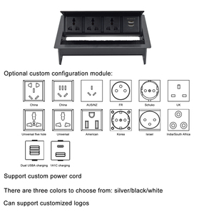 Aluminium Opklapbare Open Hoes Kantoormeubilair Tafelblad Multimedia Connectiviteitsdoos <span class=keywords><strong>3</strong></span> Ip44 Ac Stopcontacten Geborsteld Afwerking Socket - Product Image 5
