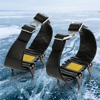 Crampons à glace YAMA à 4 griffes en acier au manganèse et caoutchouc – Portables, pliables, imperméables, pour la randonnée sur glace en toutes saisons