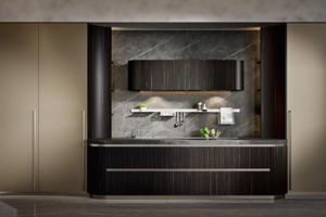 Custom Luxury Modern Design Kitchen Cabinets Stainless Steel Carcase Countertop with Wood Veneer Island Set for Dining - Product Image 4