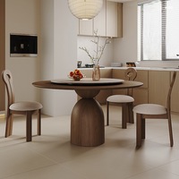 Table à manger sculpturale moderne 6 places, table de luxe en bois de noyer sur piétement, table de hall, mobilier pour projets résidentiels, hôteliers et de bureaux