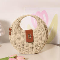 Sac bandoulière en papier tressé avec fermoir, nouvelle collection – Sac à main tendance avec boucle, idéal pour les vacances à la plage en été