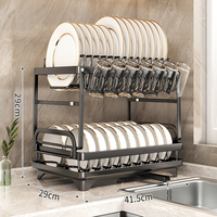 Égouttoir à vaisselle multifonctionnel en fonte, double niveau, réglable, étanche, pour le rangement des bols, assiettes et baguettes