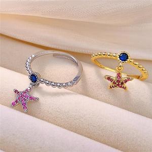 Anello regolabile a forma di stella a cinque punte con apertura, gioiello da donna dal design alla moda per l'uso quotidiano - Product Image 6