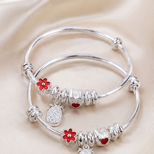 925 Silver Baby Kada <b>Bracelet</b> for Kids Adjustable Designer Kadli Traditional Cute Jewelry Gift for Children - Product Image 2