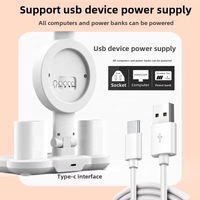 Lampe de bureau LED à quatre têtes avec calendrier, horloge et ventilateur, commande tactile, porte-stylo de table pour chambre, bureau, lecture, cadeau