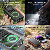 Batería Externa Solar Personalizada de Fábrica de 30000mAh 4 en 1, Baterías Externas Solares Inalámbricas Portátiles de Alta Capacidad para Exteriores con Cable