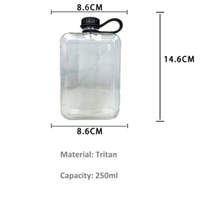 Botella de Agua Plana Tritan de 250 ml, Libre de BPA, Tapa de Rosca con Cuerda, para Uso en Exteriores, Senderismo, Camping, Diseño Minimalista Unisex - Product Image 2