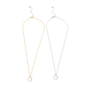 Collar con colgante Angelina Crystal O, cadena de serpiente de acero inoxidable, diseño minimalista para mujer, uso diario - Product Image 1