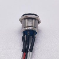 Interrupteur à bouton-poussoir à corps court de 16 mm, étanche IP67, lumière LED 12 V, 1NO1NC, 5 broches, verrouillage, acier inoxydable, interrupteur à bouton-poussoir filaire