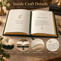 Impression de livres personnalisés à couverture rigide verte avec dorure à chaud et pages intérieures couleur pour projets d'édition et cadeaux