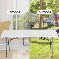 Table rectangulaire pliable en plastique blanc pour événements ou mariages, à plier en deux