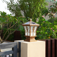 Lampe américaine européenne en laiton à LED pour l'extérieur en cuivre Lampe en verre Colonne de jardin Lampe pilier Villa jardin Poteau de porte