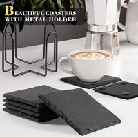 Vente directe usine : Sous-verres en ardoise écologiques Dormake DM-SC 10x10cm carrés, personnalisables (design/logo/taille), tapis/protège-plats UV
