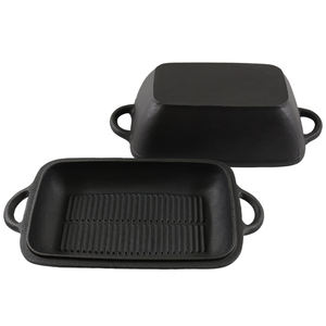 Casserole <span class=keywords><strong>rectangulaire</strong></span> <span class=keywords><strong>en</strong></span> <span class=keywords><strong>fonte</strong></span> pré-assaisonnée 2-<span class=keywords><strong>en</strong></span>-1 avec deux poignées pour une cuisson polyvalente - Product Image 3