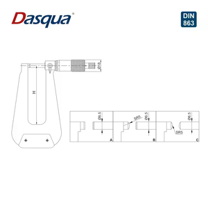 Dasqua 0-25mm Special Deep Throat <b>Micrometer</b> Spherical Tube Sheet 0.006mm High Accuracy 4561-1005 Sheet Metal <b>Micrometer</b> - Product Image 5