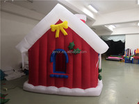 Maison de Noël gonflable en gros d'usine tente gonflable maison de grotte de Santa pour la décoration