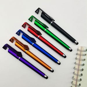 Support de téléphone portable à écran tactile avec logo et code QR imprimés, stylo publicitaire promotionnel en plastique neutre avec signature métallique - Product Image 4