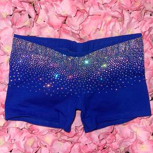 Completo da Cheerleader/Danza Blu Reale con Strass AB per Ragazze, Stile Ombré Intenso, Reggiseno e Pantaloncini da Allenamento con Fiocco, Abbigliamento per Bambini - Product Image 5