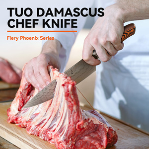 Dao đầu bếp <span class=keywords><strong>TUO</strong></span> 8 inch, thép Nhật Bản AUS-10, 67 lớp Damascus, độ cứng HRC 60, lưỡi dao sắc bén, cán gỗ Pakkawood - Product Image 5