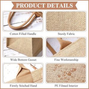 Sacs fourre-tout réutilisables en toile de jute pour courses - Product Image 3