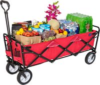 Chariot utilitaire pliable et extensible en métal rouge pour extérieur, chariot de jardin pliable, chariot de plage pliable, chariot de camping