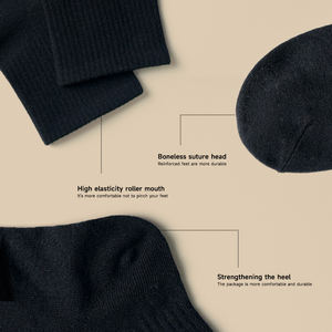 5 أزواج من الجوارب الرجالية المريحة للمنزل، مضادة للرائحة، مقاومة للبكتيريا، مانعة للانزلاق، قابلة للتنفس، مصنوعة من القطن 100% (أسود) - Product Image 5