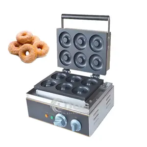 Guangzhou, suministros de equipos de cocina, máquina de gofres automática comercial Popular, Mini máquina eléctrica para hacer rosquillas, 6 rejillas