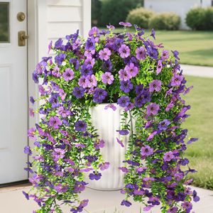 Vignes artificielles violettes Red Garden, fleurs en soie plastique résistantes aux UV pour la décoration extérieure, la maison et les accessoires de mariage - Product Image 1