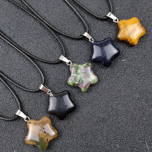 Collana con Pendente a Stella Pentagramma in Cristallo di Pietra Naturale, Pendente in Cristallo Grezzo a Stella, Quarzo Rosa, Ametista, Agata, Gioielli con Gemme - Product Image 4