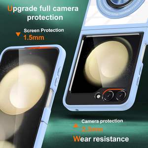 เคส TPU สำหรับ Z Flip 6 ป้องกันแรงกระแทกแบบแม่เหล็ก พร้อมที่วางแหวนและขาตั้ง ป้องกันหน้าจอ บางเฉียบ สีพื้น - Product Image 6