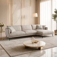 YUANCHANG Modernes L-förmiges Ecksofa-Set Kunstleder-Polsterung Lärchenholzrahmen Manganstahl Wohnzimmer-Sofa