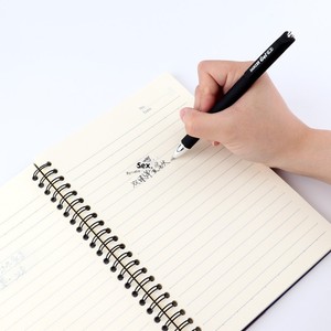 Bolígrafo de oficina de plástico negro neutro recargable para prensa, punta de 0.5mm, cuerpo esmerilado, impresión de logotipo, tinta, en caja, papelería PC1902 - Product Image 1