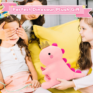 Juguetes de Peluche de Dinosaurio con Corona, Certificados por ASTM y CPSIA, con Varita de Hada Rosa, Peluches de Dinosaurio para Regalo de Cumpleaños de Bebé - Product Image 4