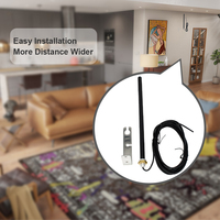 Antena de control de ganancia de 433MHz para abridores de puertas de garaje y persianas, con soporte en L de acero inoxidable y cable coaxial de extensión
