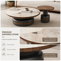 Table basse moderne à plateau relevable avec surface en pierre frittée, rangement dissimulé, table de salon en bois, usine de meubles OEM