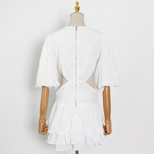 GIMILY oem custom wholesale francese vintage dress con scollo a v vita nuda Sexy <span class=keywords><strong>Mini</strong></span> abito in Chiffon design a-line Dress con molto popolare - Product Image 6