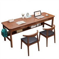 Bureau double à trois tiroirs pour la maison, le bureau ou l'étude, table longue, bureau d'écriture pour étudiant, bureau d'ordinateur mural pour chambre, style minimaliste