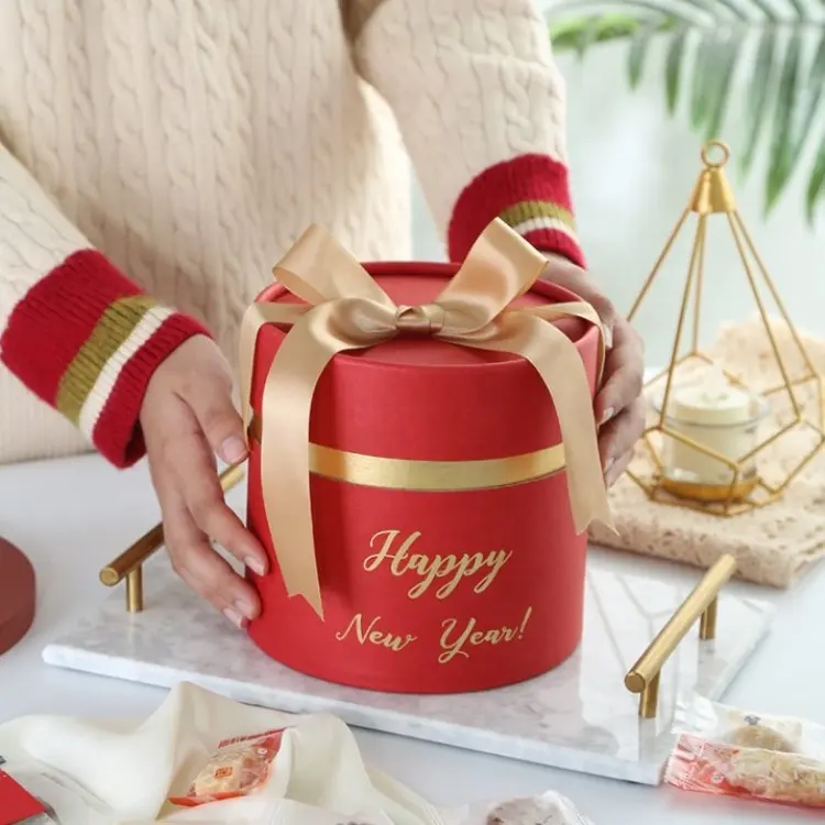 Custom Kraft Cardboard Camp Cookie Jar Superfood Candy Coffee Bean Food Paper Tube Gift Box with Ribbon