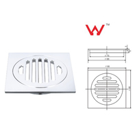 SANIPRO Watermark Siphon de vidange carré en laiton pour piscine, salle de bain et douche, avec couvercle amovible