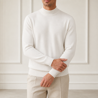 Old Money Herren Baumwoll-Acryl-Mischung Pullover Thermischer Rollkragenpullover Einfarbig Klassische Passform Gerippte Bündchen Saum Direkt vom Hersteller Kundenspezifisches OEM