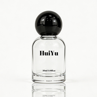 Bouteilles de parfum vides en verre coloré de luxe HuiYu, cylindriques, violettes, roses, vertes, 30 ml, avec pulvérisateur à pompe à col serti et estampage doré, en gros