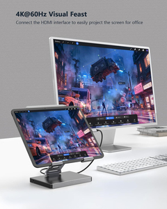 Syong ด็อกกิ้ง ° 9-in-1ที่หมุนได้, 9-in-1ที่เชื่อมต่อกับ RJ45 USB3.0 <span class=keywords><strong>HDMI</strong></span> 3.5mmaudio อะแดปเตอร์มัลติพอร์อะลูมิเนียมพับได้สำหรับ <span class=keywords><strong>iPad</strong></span> - Product Image 3