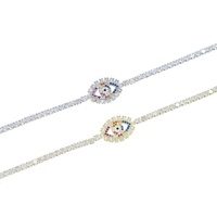 NOUVEAU Collier œil porte-bonheur plaqué or de luxe avec chaîne tennis en zircon 3 mm, style bohème turc pour femme