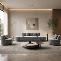 Ensemble de canapés incurvés en chenille de luxe italien avec fauteuils pivotants, canapé modulaire moderne pour la décoration du salon d'hôtel et de villa